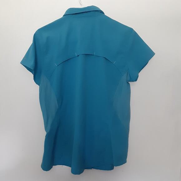 Columbia Omni Shade Womens Button Up Shirt L Blue Short Sleeve Vented - Picture 6 of 9